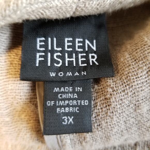 Eileen Fisher Woman 100% Cotton Snap Front Jacket Tan Neutral Plus Size 3X - Picture 3 of 9
